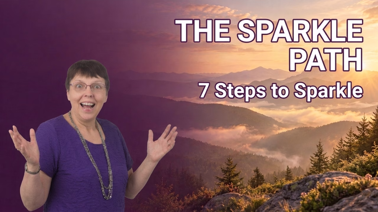 dr christine sauer explaining the sparkle path visualizing the 7 steps to climb the mountain of life